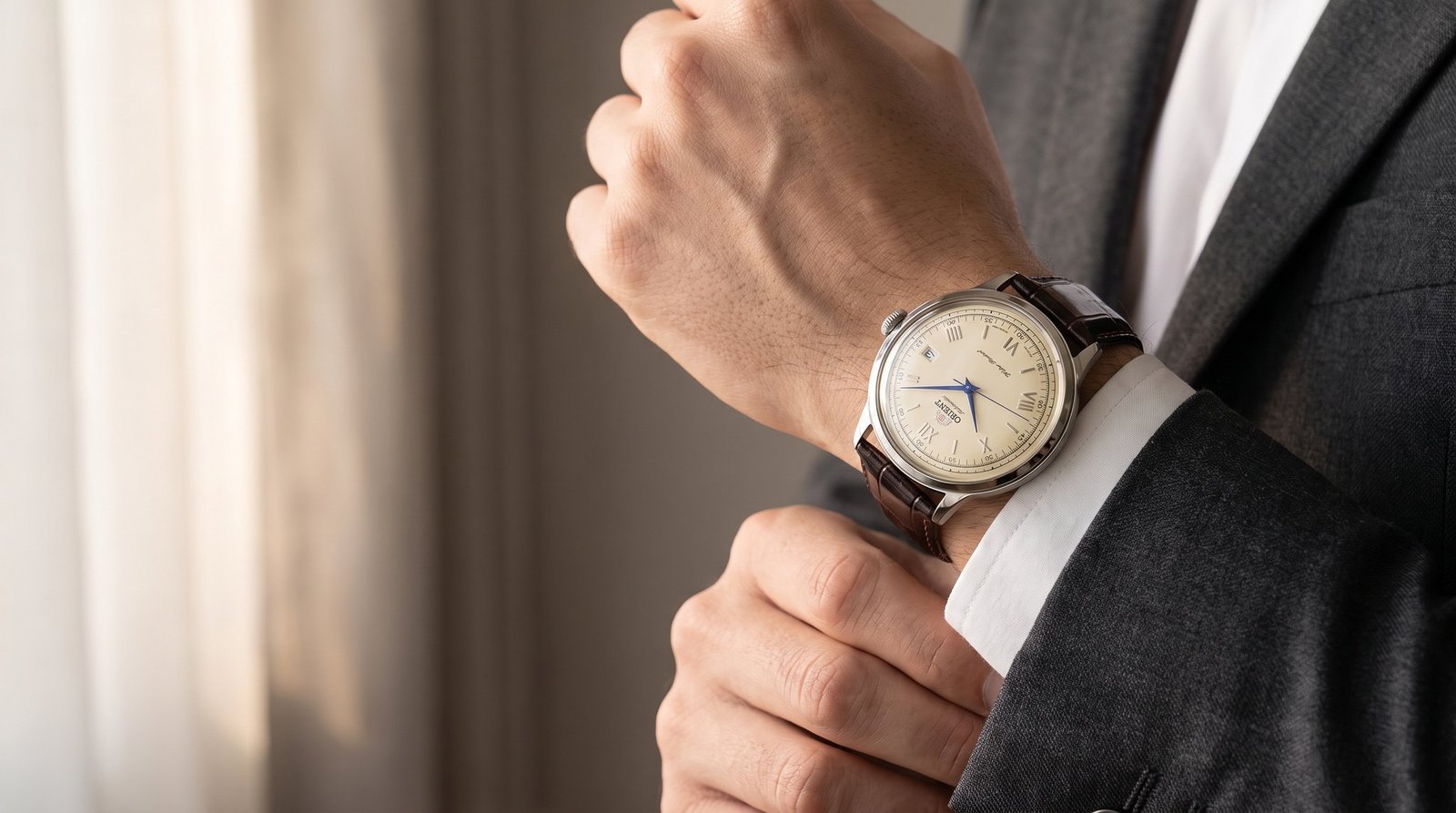 Orient Bambino no pulso com terno